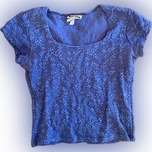 Y2K Rave City Eyelet Crop Top